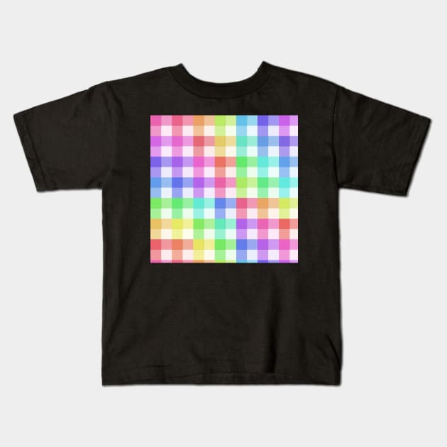 White Rainbow Plaid Kids T-Shirt by cherubi19